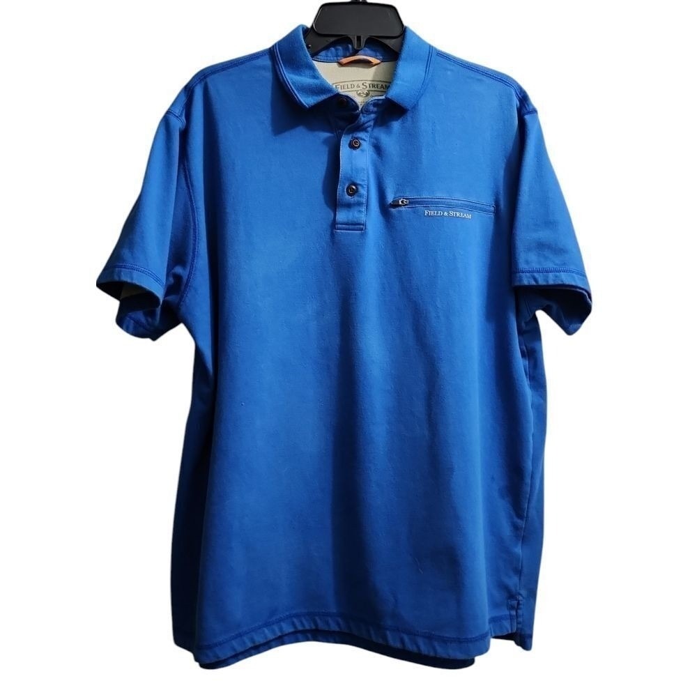 Field & Stream Polo Shirt Moisture Wicking‎ Quick Dry Blue Outdoor Size L